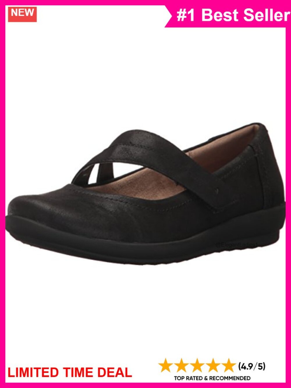 Easy Spirit Aranza Slip-On Flats with Arch Support & Hook and Loop